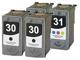 4-Pack - 2 PG30 PG-30 / 2 CL31 CL-31 Remanufactured CANON 2 Black and 2 Color Printer Ink Cartridge for Canon Printers PIXMA iP1800 iP2600 MP140 MP210 MP470 MX310 MX300 MP190 iP-1800 iP-2600 MP-140 MP-210 MP-470 M-X310 MX-300 MP-190