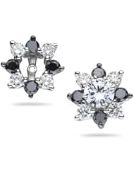 0.98 Ct Black & White Diamond Cluster Earring Jackets in 14K White Gold