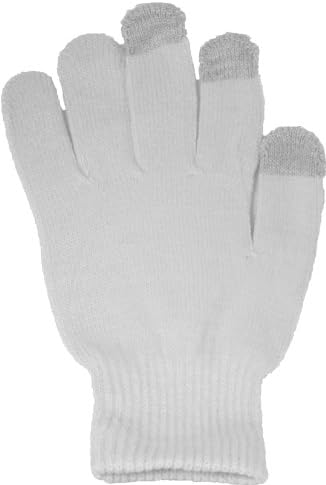 Acrylic Winter Touch Screen Gloves - WHITE