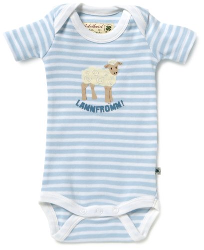 Adelheid - Werkstatt des wahren Glücks Lammfromm Strampler kurzer Arm 140980089 Baby - Jungen Babybekleidung/Strampler, Gr. 56/62 blau (ringel blau 213)