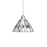 WAC Lighting MP-LED518-DIC/CH Eden 5W 12V 3000K LED MonoPoint Pendant with Dichroic Art Glass Shade and Chrome Finish