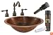 Premier Copper Products BSP2_LO20FDB Master Bath Oval Under Counter Hammered Copper Sink with Widespread Faucet, Oil Rubbed Bronze