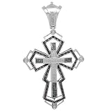 14K White Gold Mens Diamond Cross Pendant with Blue and Black Diamonds 1.41 Ctw