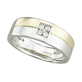 14K Two Tone Gold 0.08 ct. Bezel Set Diamond Wedding Ring
