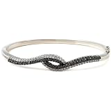 Sterling Silver 1 1/2 cttw Black and White Diamond Twist Bangle Bracelet