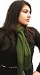 Handmade Lightweight Fashion Scarf in Olive (Hand-crocheted border)