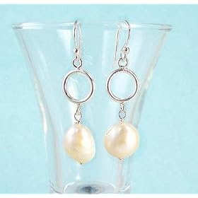 Click here to buy Large White Pearl and Sterling Silver Drop Earrings by Sosi B..