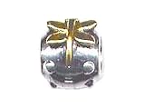Zable(tm) Sterling Silver Gold Dragonfly Barrel Bead / Charm
