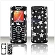 Black with Silver Stars SNAP-ON COVER HARD CASE PHONE PROTECTOR for UTStarcom Super Slice CDM-1450 [Beyond Cell Packaging]