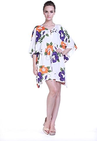 Tropical Group's Women's Hawaiian Poncho with Tie Dress in White