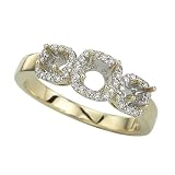 3 Diamond 1/4 ct. Semi Mount Bridal Engagement Ring in 14K Yellow Gold