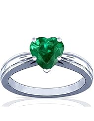 18K White Gold Heart Cut Emerald Solitaire Ring (GIA Certificate)