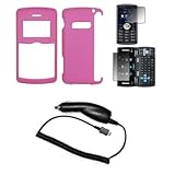Pink Rubberized Snap-On Cover Hard Case Cell Phone Protector + LCD Screen P ....