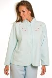 Ladies Camille Turquoise Embroidered Fleece Womens Night Bed Jacket All Sizes Uk