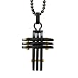 Stainless Steel Cross With Black Plating and Gold Plated Rivet Accents on 24 inch Black Ball Chain