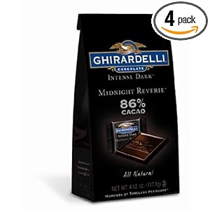 Ghirardelli Chocolate Intense Dark Squares, Midnight Reverie 86% Cacao, 4.12-Ounce Bags (Pack of 4)