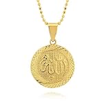 18K Gold Plated Allah Pendant Necklace Womens Mens Religious Spiritual Islamic Muslim Jewelry