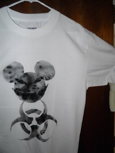 T-shirt, White, Angry Mouse, Bio Hazard, 100% Cotton, Design Made in Usa,
