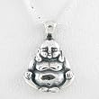 Sitting Buddha Pendant in Sterling Silver on a 16" Box Chain, #8516