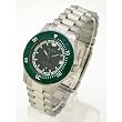 CARRERA Men's Silver-Tone Stainless Steel Watch with Green Rotating Bezel. Model: CW520.17.8