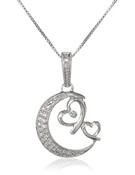 Sterling Silver "I Love You to the Moon and Back" Diamond-Accented Pendant Necklace (1/10 cttw, I-J Color, I2-I3 Clarity), 18"