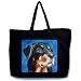 Rottweiler Rottie dog art print 20 inch Zippered cotton canvas Tote Bag