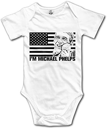 Hilal Trum Mike Pherps Short Sleeve Romper Play Suit Boys &amp; Girls 6 M White
