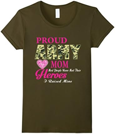 Women's Proud Army Mom T-Shirt - Mother's Day Gift Large Olive