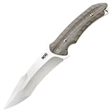 SOG Specialty Knives & Tools KU-2011 Kiku Knife with Straight Edge Fixed 5.6-Inch Steel Drop Point Blade and Linen Micarta Handle, Large, Satin Finish
