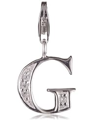 VINANI brand Germany 925 Sterling Silver Charm Pendant Alphabet Initial Letter G shiny Zirconia white HGC