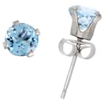 14k White Gold 5mm Brilliant Cut Blue Topaz Stud Earrings