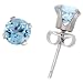 14k White Gold 5mm Brilliant Cut Blue Topaz Stud Earrings image 4