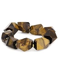 Sandy Hyun "Deco Semi-Precious" Tigers Eye and Brass Stretch Bracelet