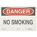 Brady 47010 10" Height, 14" Width, B-120 Premium Fiberglass, Black And Red On White Color No Smoking Sign, Legend "Danger, No Smoking"
