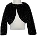 New Swirl Pattern Faux Fur Bolero Jacket Shrug ~ Sz 10 (CO3B) Black