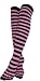 Cotton Socks Over the Knee Feelmax Basic Toe Socks Black/Pink Stripe Ladies Shoe size...