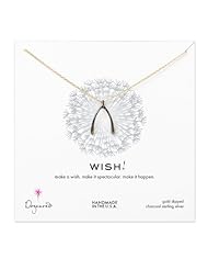 Dogeared Big Wishbone Necklace, Charcoal Sterling Silver