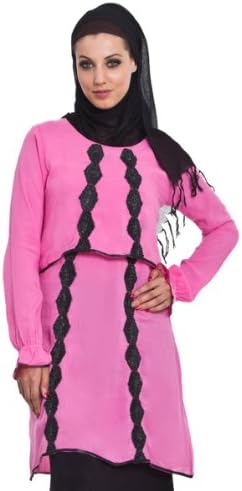 Hidaya Pink Long Islamic Tunic with Embroidery