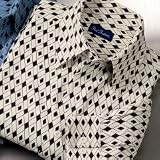 Diamond Pattern Long Sleeve Silk Sport Shirt