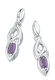 Elements Sterling Silver Ladies E847M Amethyst Celtic Pattern Earrings