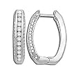 14K White Gold Diamond Hoop Earrings