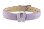 Diamond Clip On Initial letter "W" with Purple Leather Bracelet