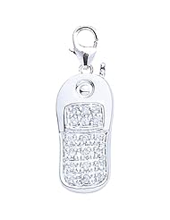 14K White Gold Diamond Cell Phone Charm-White Gold