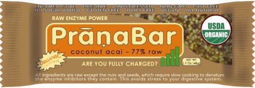 PranaBar Raw Energy Bar, Coconut Flavor, Gluten-Free, 1.7-Ounce Bar (Pack of 24) by Pranabar