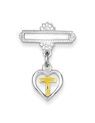 Sterling Silver Vermeil Cross Pin. Metal Wt- 1.5g