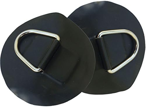 2 PCS Inflatable Boat Stainless Steel D-Ring Light Black PVC Patch fits for 12' inflatable kaboats transom kayaks