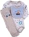 Bon Bebe Newborn Boys Fall/Winter Blue 3 PC Beep Beep Cars Onesie Pant Set-3-6 Months image 5