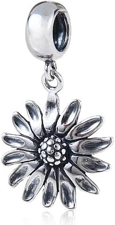Hoobeads 925 Sterling Silver Dangle Sunflower Charm Beads European Bracelets Compatible ...
