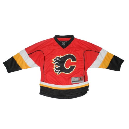 Boys NHL Calgary Flames Hockey Jersey / Sweater with Embroidered Logo - Red (Size: 4/5 )