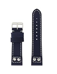 24mm Watch Band Navy Blue Pilot Style White Stitching